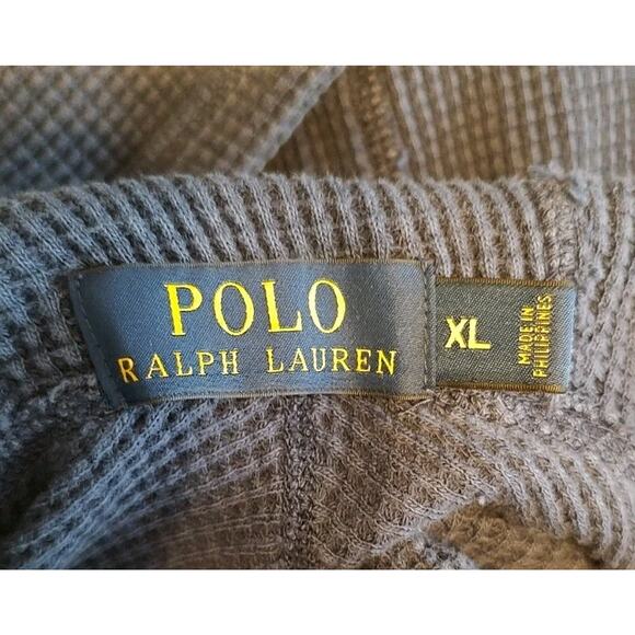 Men's Polo Ralph Lauren Waffle Knit Hoodie Pullover Navy Blue - XL - Picture 4 of 6